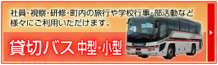 社員・視察・研修・町内の旅行や学校行事・部活動など様々にご利用いただけます。貸切バス 大型・中型・小型