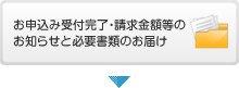 お申し込み受付完了・請求金額等のお知らせと必要書類のお届け