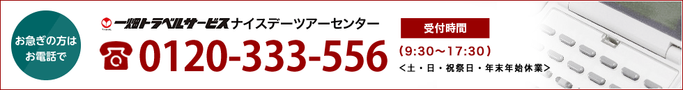 ナイスデーツアーセンター：電話.0120-333-556（受付時間9:30～17:30）※土・日・祝祭日・年末年始休業